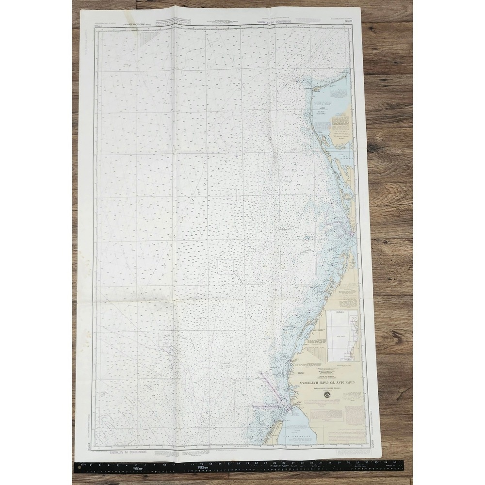 Vtg 1986 NOAA Nautical Chart 12200 Cape May Hatteras Omega Map 2 side wall decor